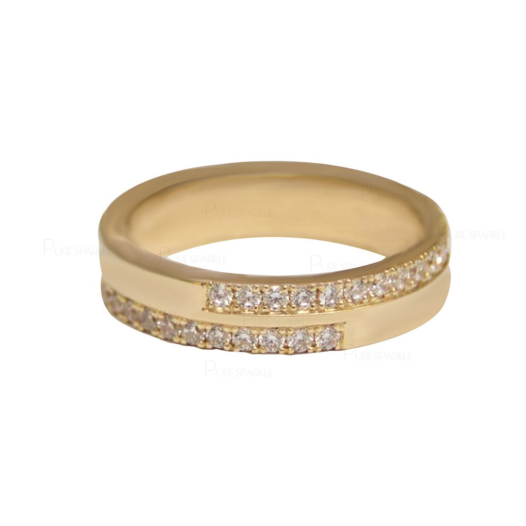 14K Gold 0.20 Ct. Diamond 4 mm Wide Wedding Band Ring Fine Jewelry