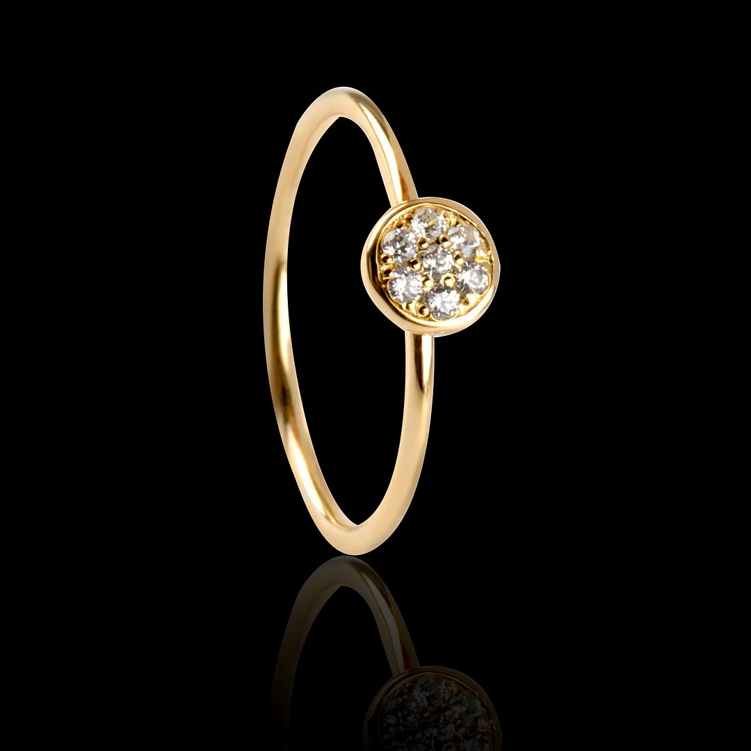 14K Gold 0.07 Ct. Diamond Disc Charm Ring Fine Jewelry Size-3 to 8 US