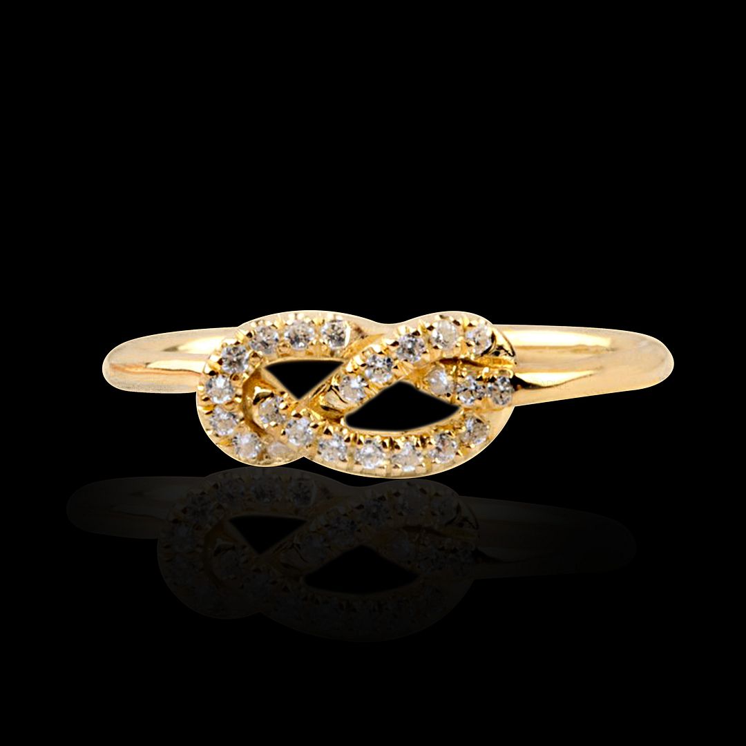 14K Gold 0.20 Ct. Diamond Infinity Knot Delicate Ring Fine Jewelry
