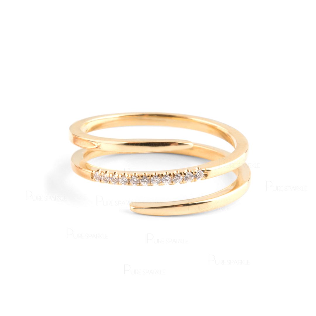 14K Gold 0.10 Ct. Diamond Wrap Ring Wedding Fine Jewelry Size-3 to 8 US