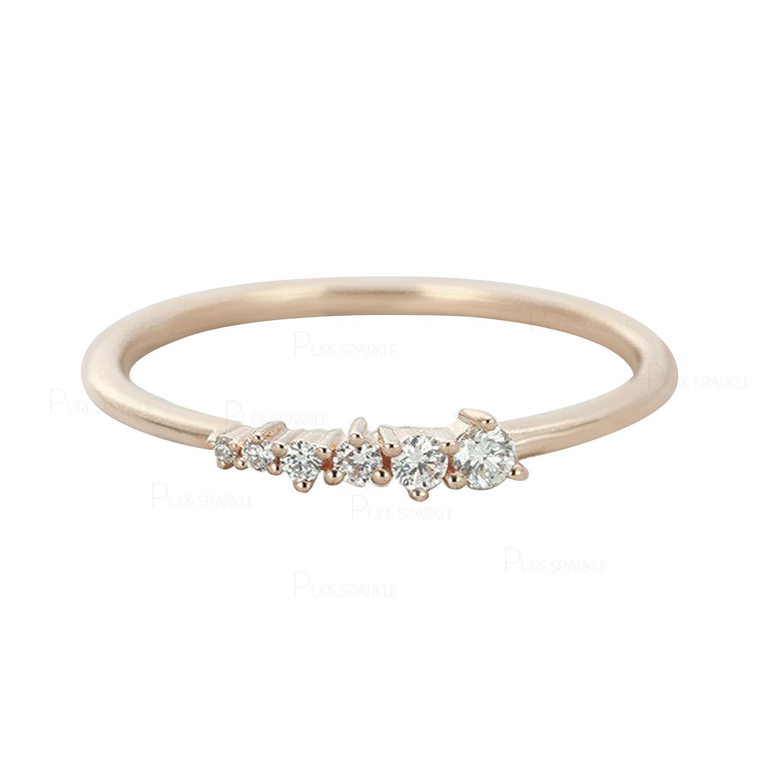 14K Gold 0.10 Ct. Diamond Cluster Wedding Bridal Ring Fine Jewelry