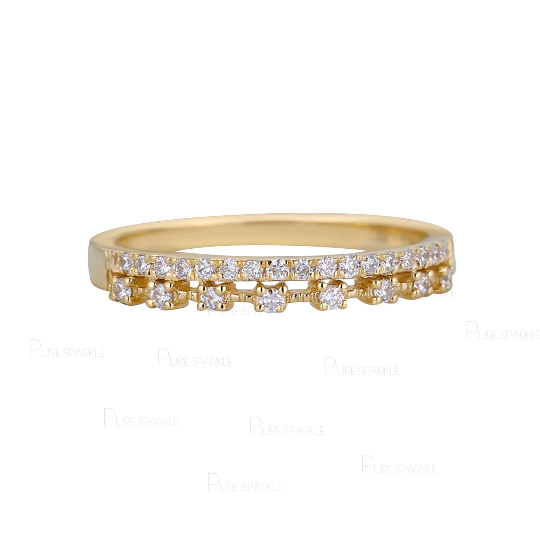 14K Gold 0.20 Ct. Diamond Delicate Bridal Promise Ring Fine Jewelry