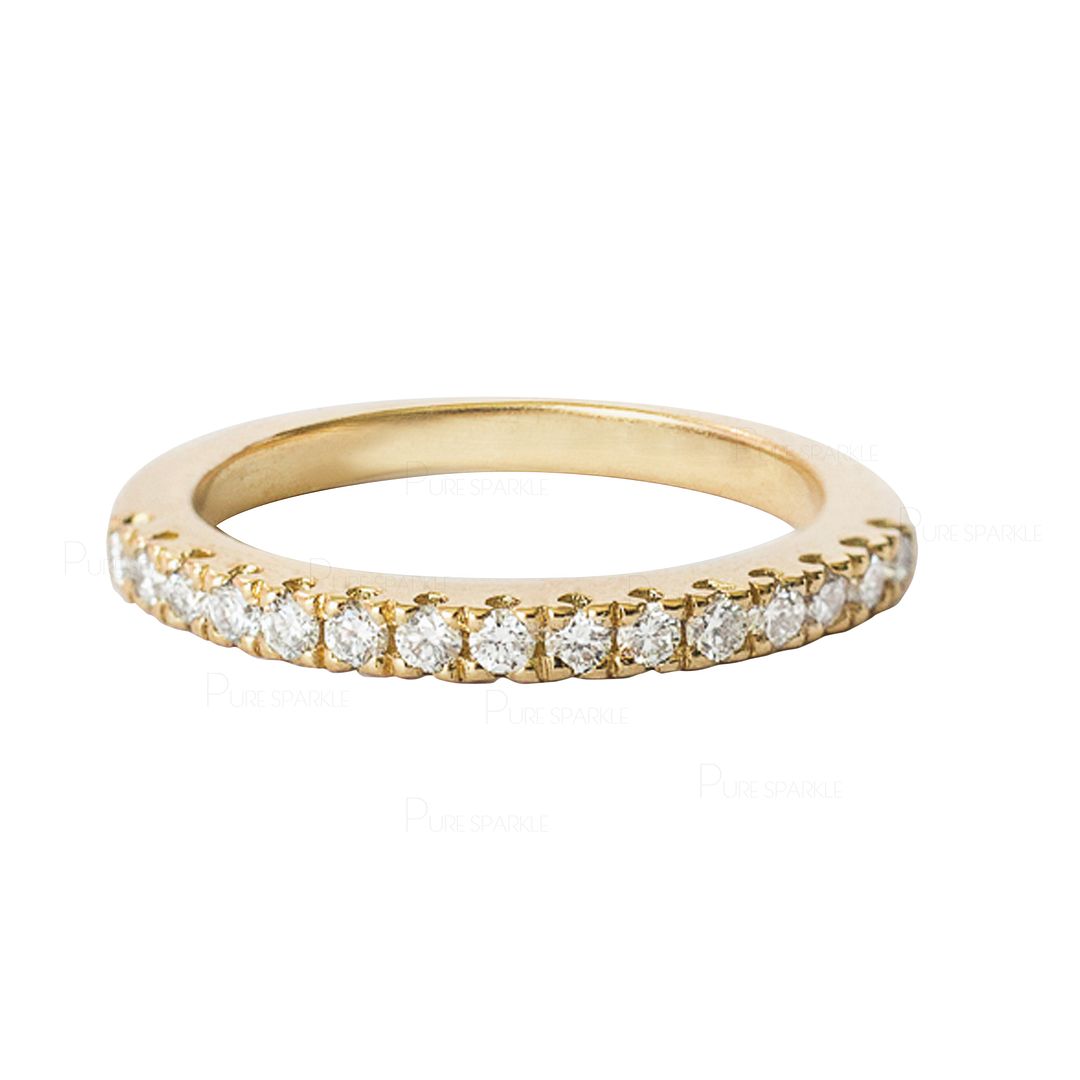 14K Gold 0.30 Ct. Diamond Half Eternity Wedding Band Ring Fine Jewelry