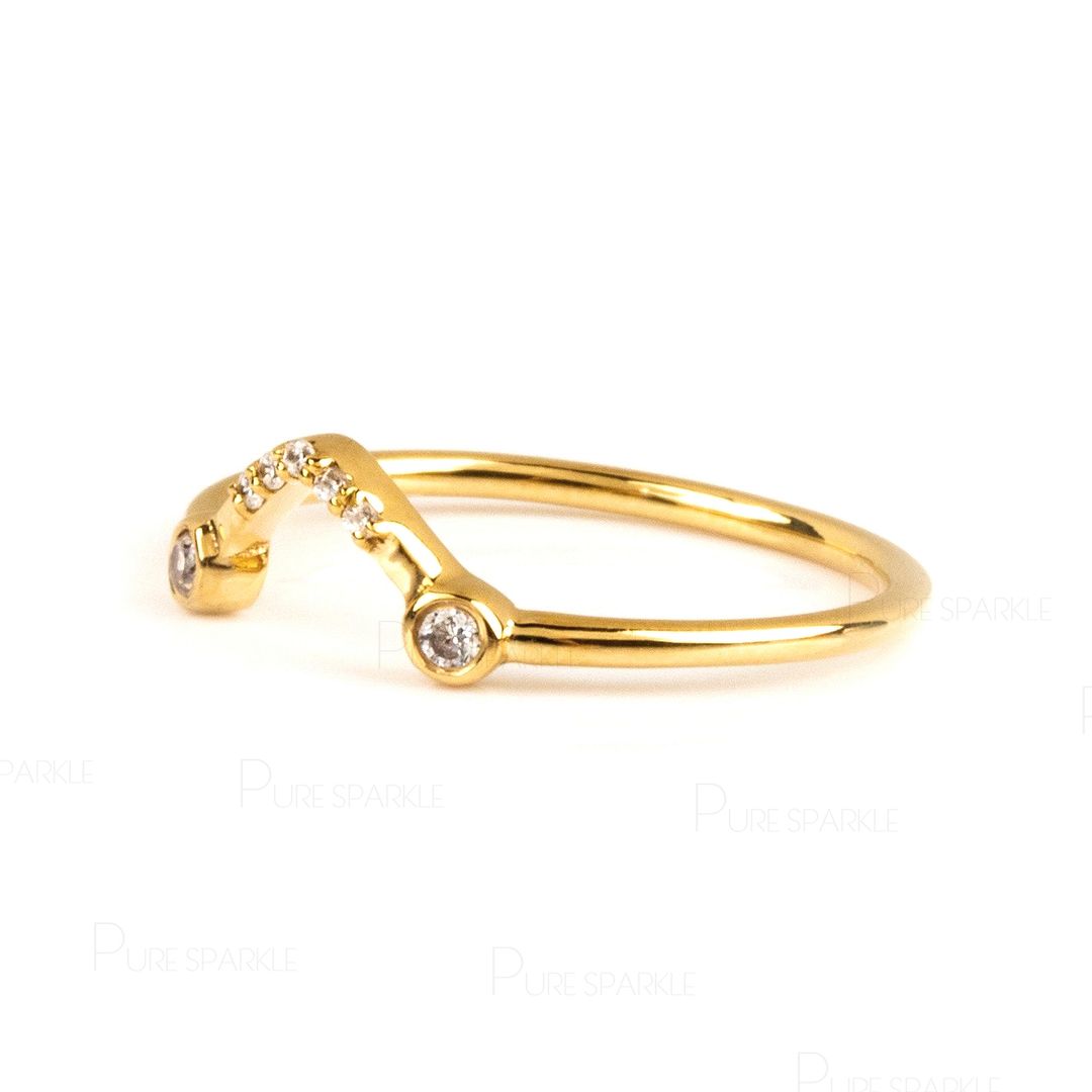 14K Gold 0.09 Ct. Diamond Minimalist Stacking Ring Fine Jewelry