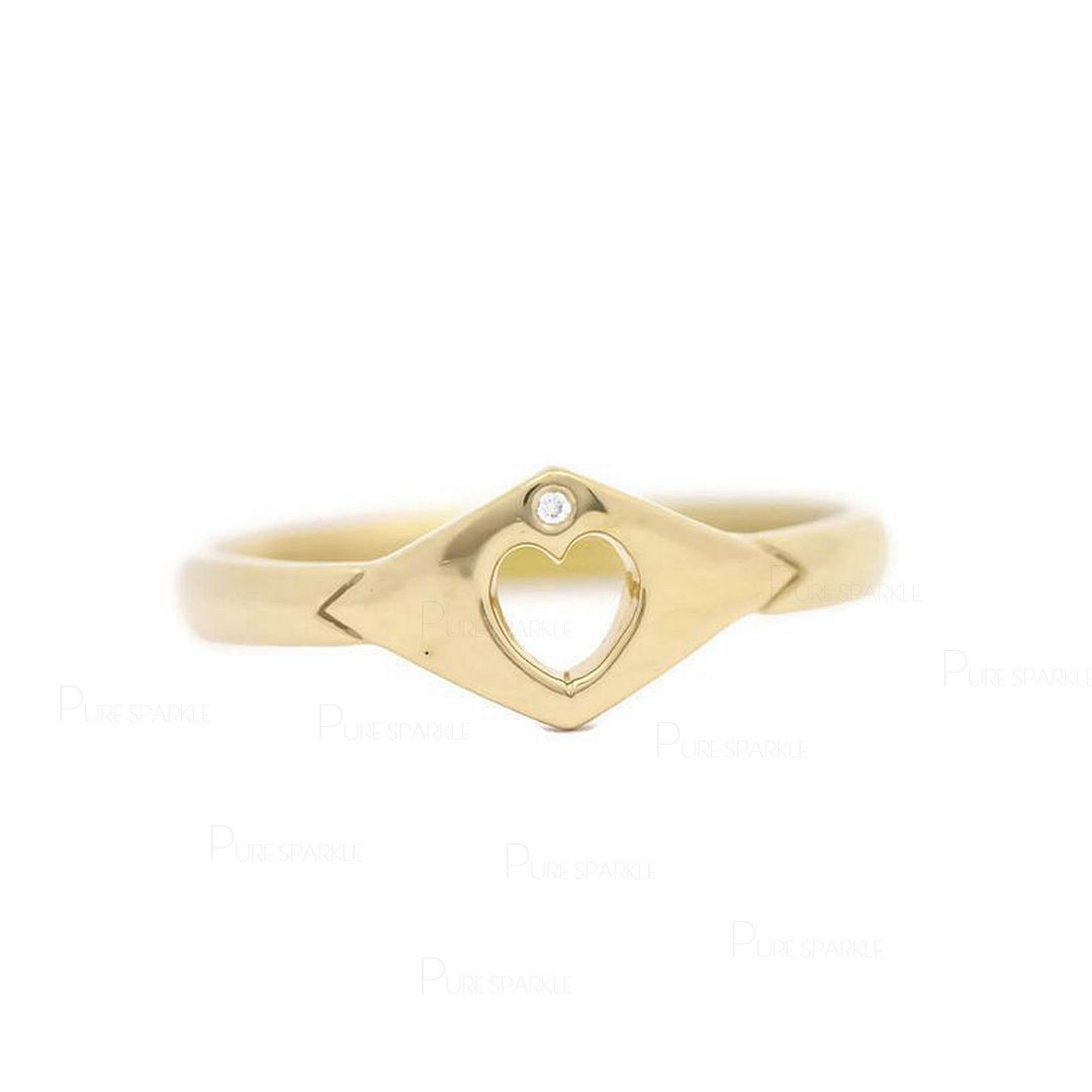 14K Gold 0.01 Ct. Diamond Heart Claddagh Band Ring Fine Jewelry Gift