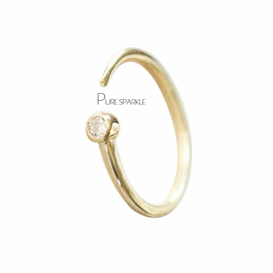 Genuine Diamond Open Cuff Band Ring Fine Jewelry Size-3 to 8US 14K Gold 0.05 Ct