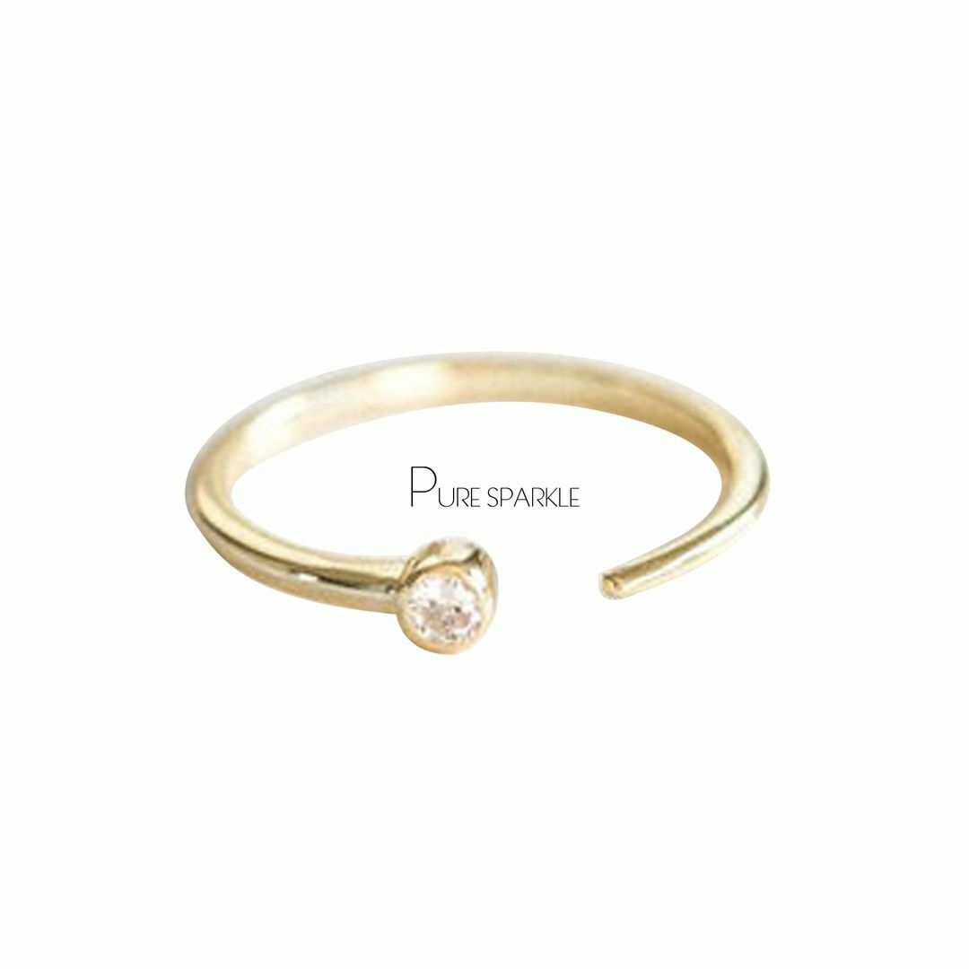 Genuine Diamond Open Cuff Band Ring Fine Jewelry Size-3 to 8US 14K Gold 0.05 Ct
